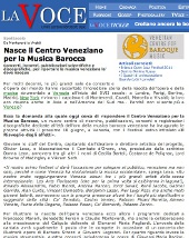 Nasce il Centro Veneziano per la Musica Barocca
